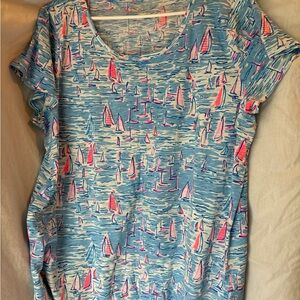 Lilly Pulitzer Blue and Pink Sailboat Print Tee